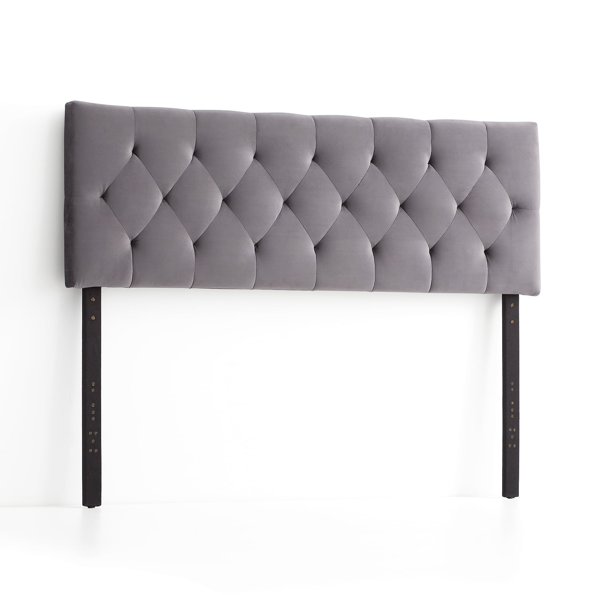 Rest Haven Tufted Velvet Upholstered Headboard, Queen, Gray