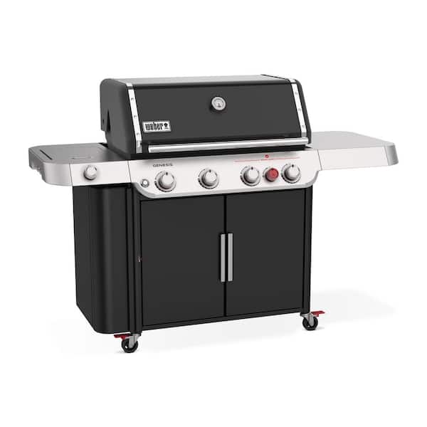 Genesis E-435 4-Burner Propane Gas Grill in Black with Side Burner