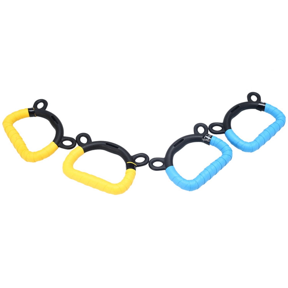 2Pcs Plastic Children Gymnastic Ring Kids Pull-up Fitness Equipment Excercise Tool for Full Body Strength Bodyweight Training (Children Style, 1 Pair of Handles + Yellow Hand Gel)