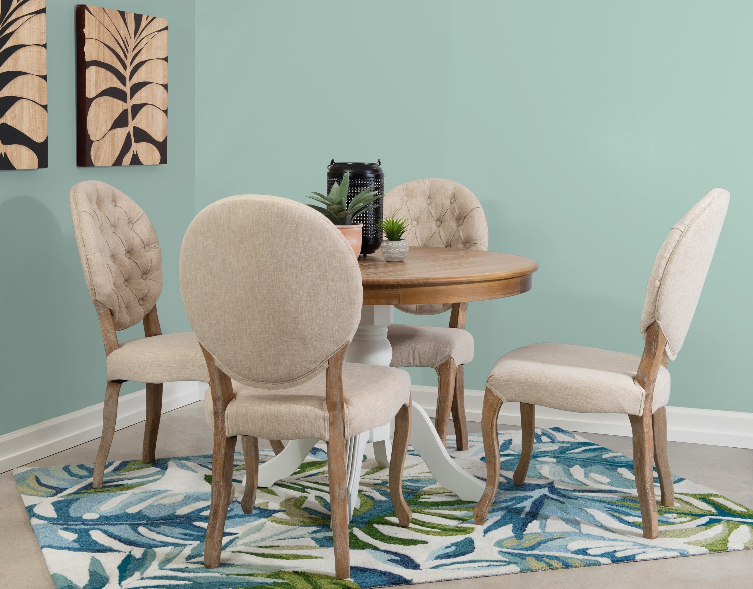 Linon Tobin  Pedestal Dining Table - Natural/White