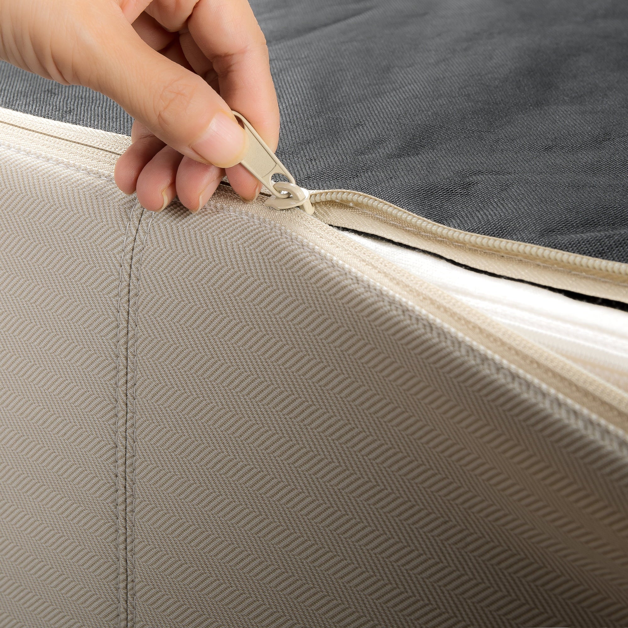 Zinus Lotus Zero Gravity Foam Chaise Lounger, Herringbone Oatmeal