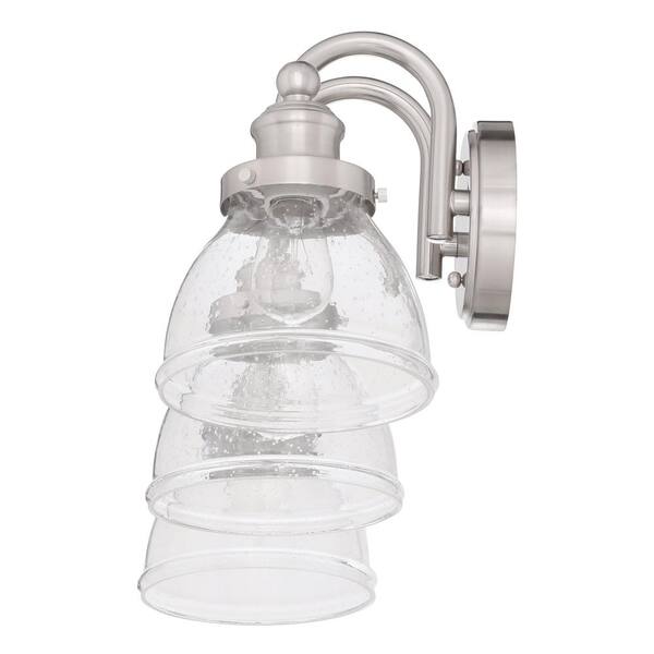 Albona 3-Light Brushed Nickel Vanity Light with Clear Seeded Glass Shades