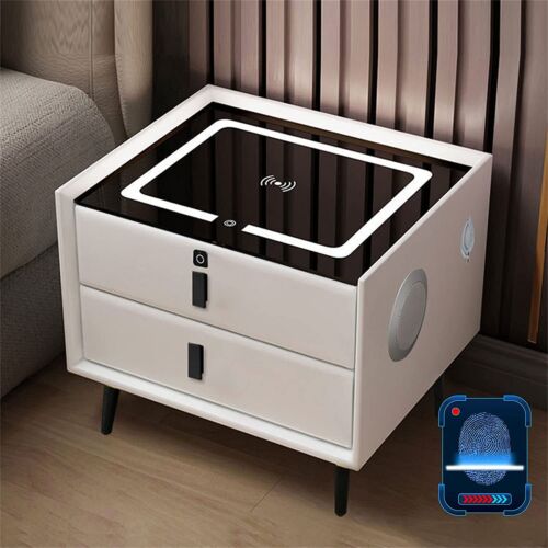 Bedside tables Nightstand With Fingerprint Lock Drawer, Smart Nightstand
