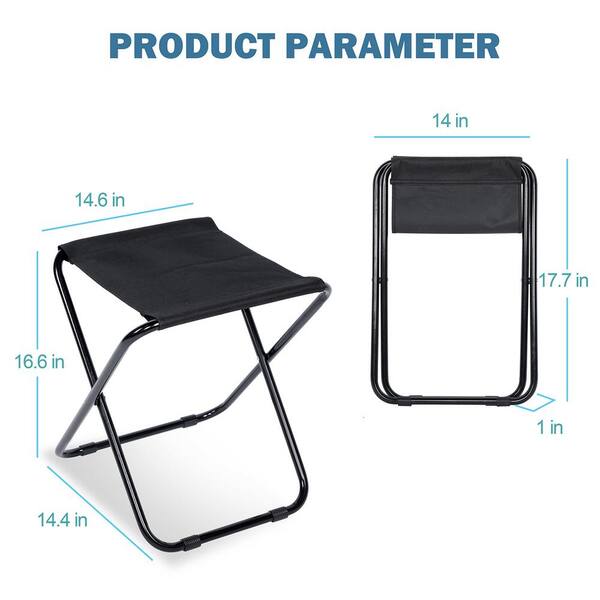 Black Portable Folding Camping Stool for Outdoor Hiking Backpacking Fishing Picnic