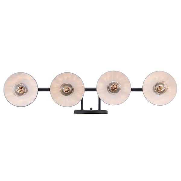Glenhurst 34 in. 4-Light Industrial Farmhouse Bronze Bathroom Vanity Light Fixture with Metal Shades