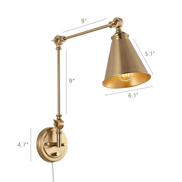 Vintage Adjustable Swing Arm Wall Lamp Foldable Gold Wall Light