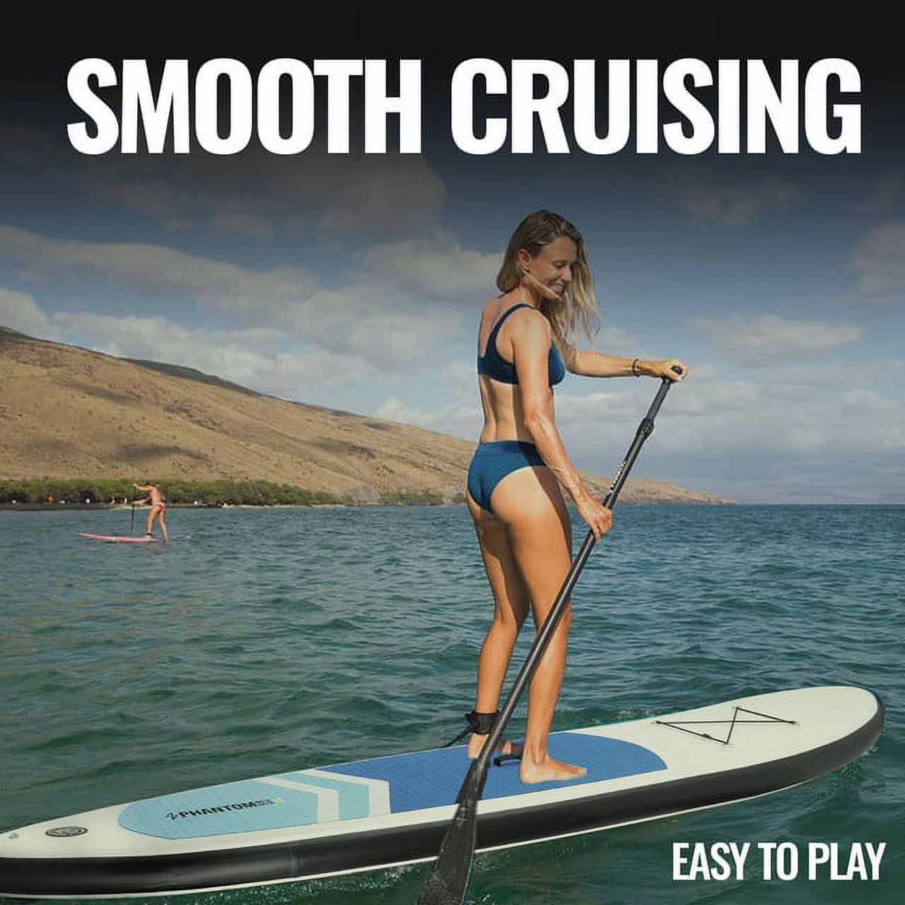 Inflatable Stand Up Paddle Board Premium SUP Accessories & Backpack, Surf Control, Non-Slip Deck, Leash, Paddle and Pump, Youth & Adult Standing Boat (Blue/Teal)