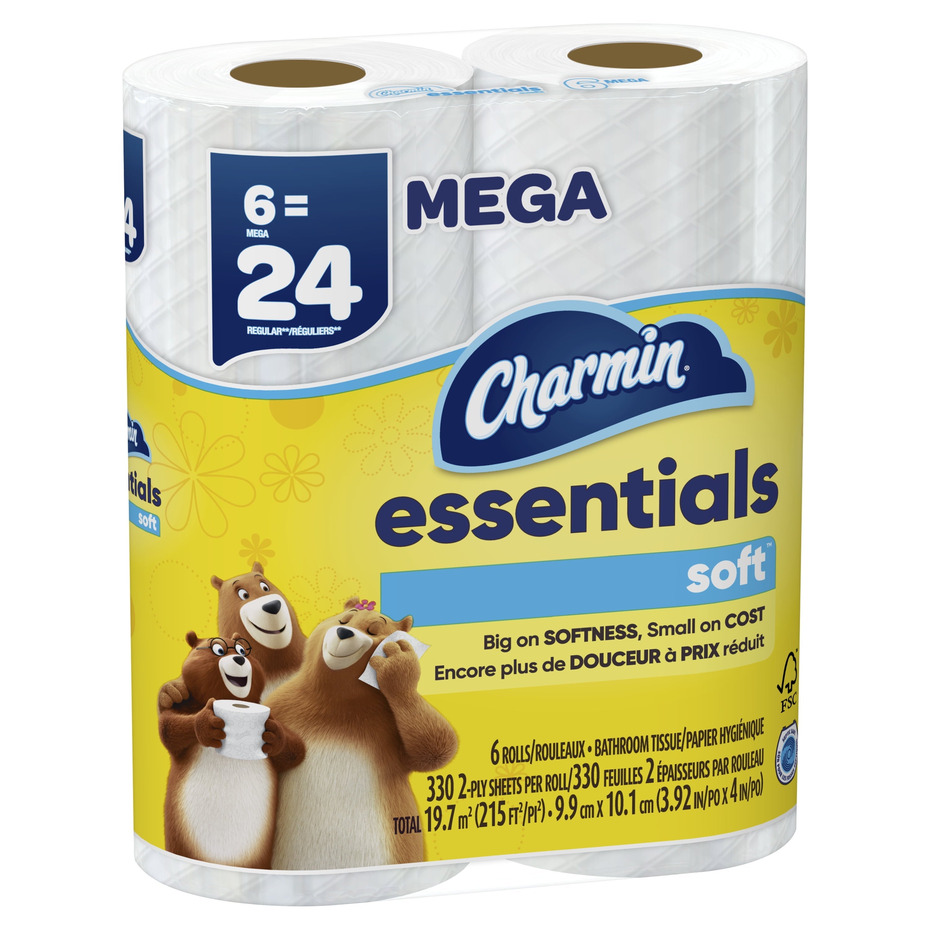 Charmin Essentials Soft Toilet Paper, 6 Mega Rolls