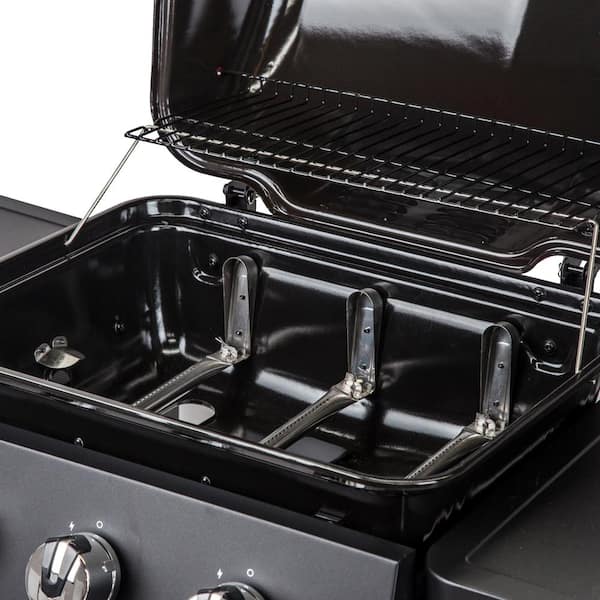 3-Burner Open Cart Propane Gas Grill in Black