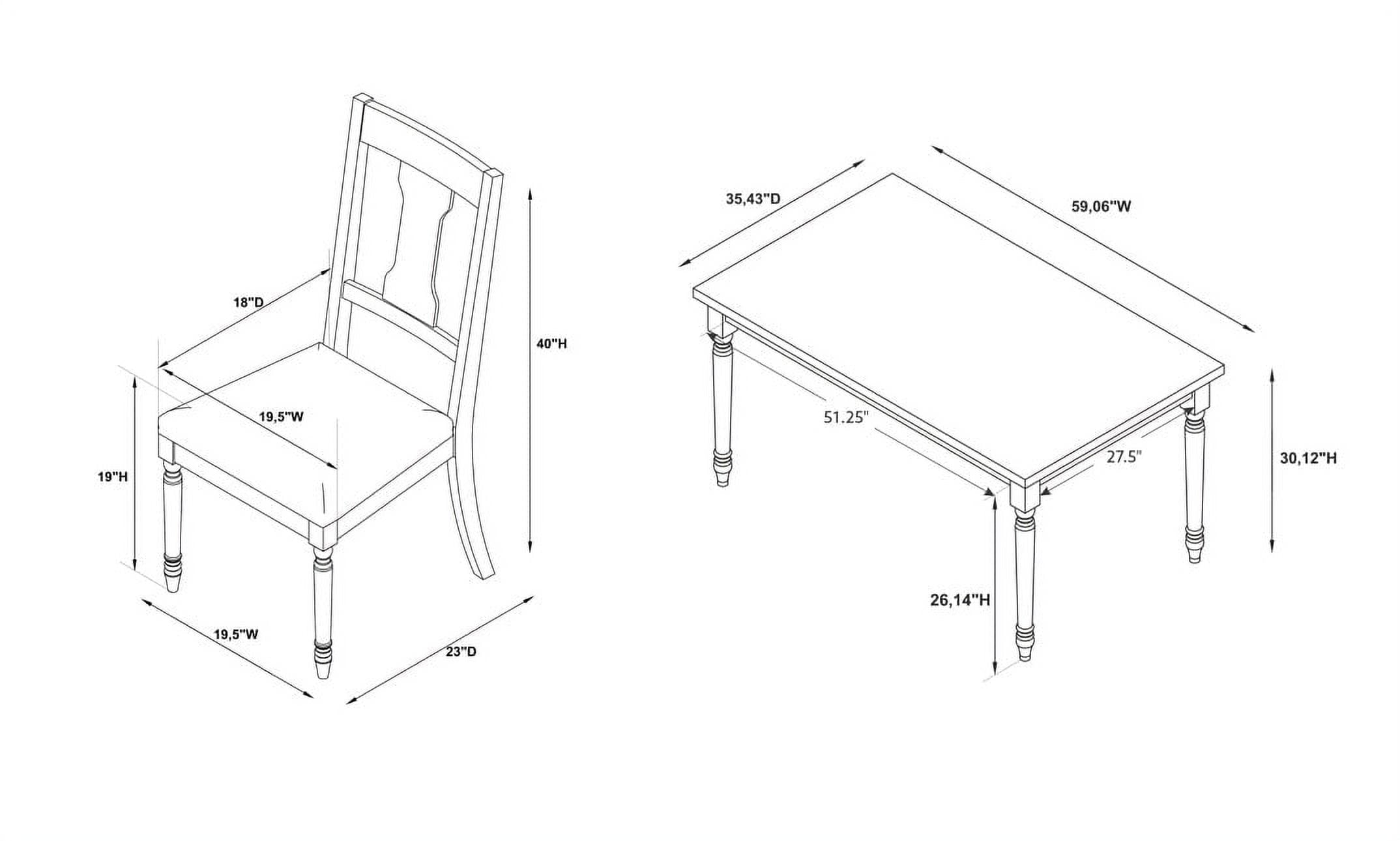 Willow Farmhouse 5-Piece Dining Set, Dark Gray and Smokey White