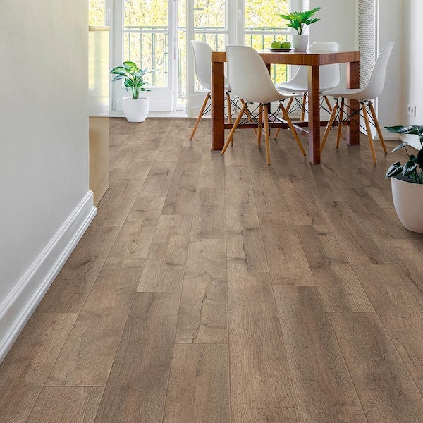 Skaggs Island Oak 12 mm T x 7.6 in. W Waterproof Laminate Wood Flooring (16 sqft/case)