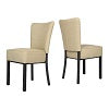 KARMAS PRODUCT Classic Dining Chair Set of 2,Modern Style Family Leisure Chair with Stainless Steel Legs,PU Leather High Back Side Chair,Beige