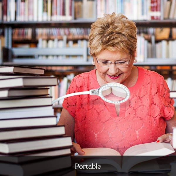 Lightview Flex 16 in. White 2 in 1 - 3 Diopter Magnifying Glass Lamp With Base Stand and Clamp