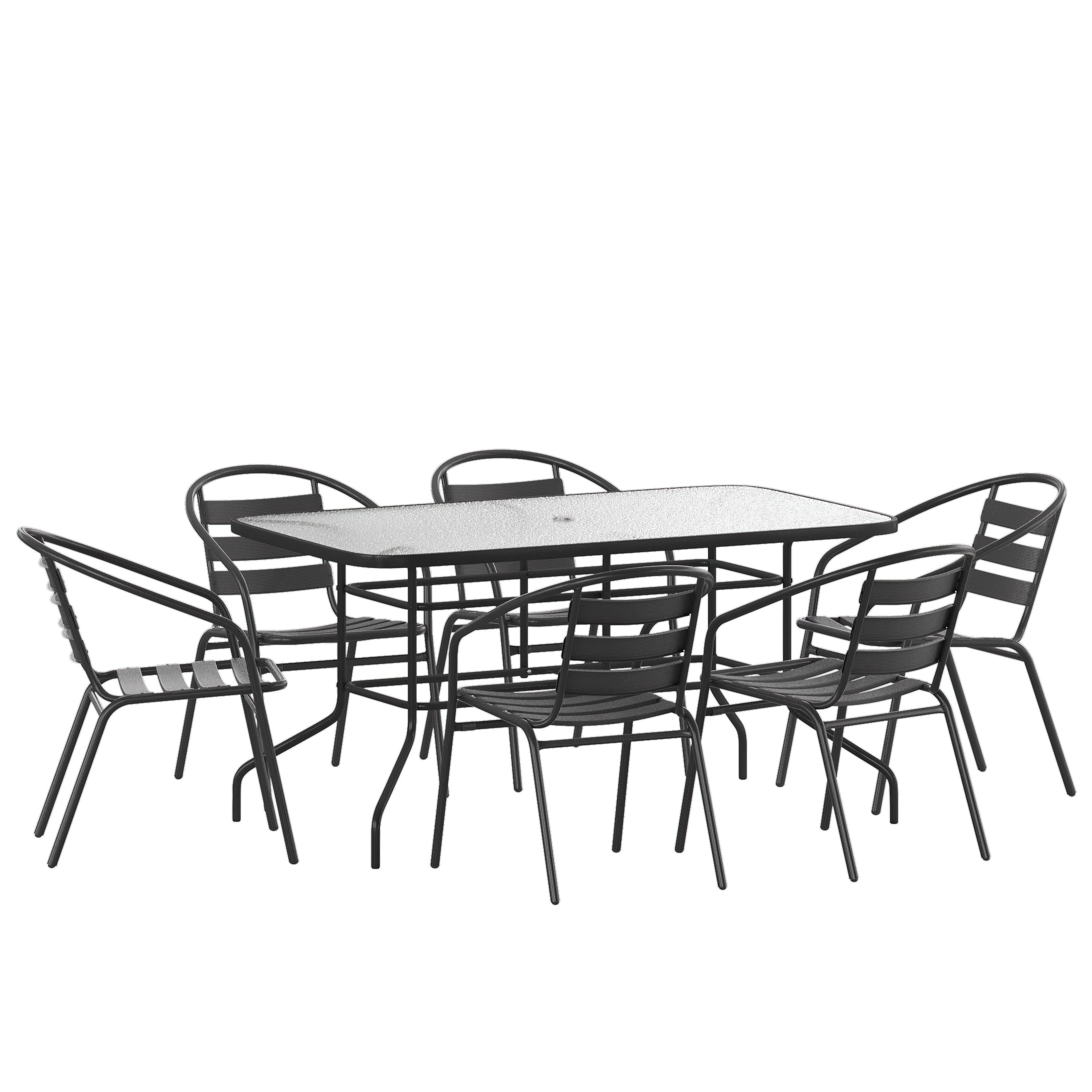 Emma + Oliver 7 Piece Patio Table & Chairs Set with 31.5