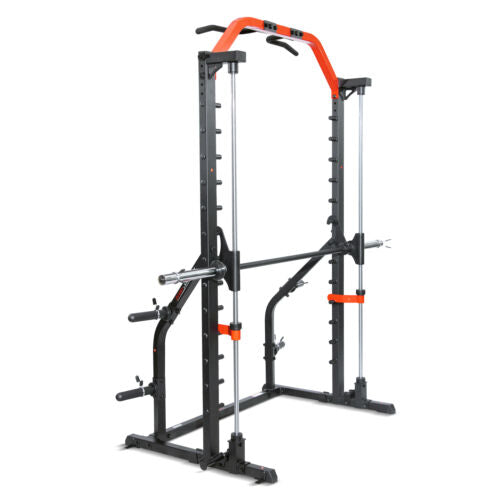 Sunny Health Fitness Premium Squat Smith Power Rack Pull Up Bar Machine XF920021