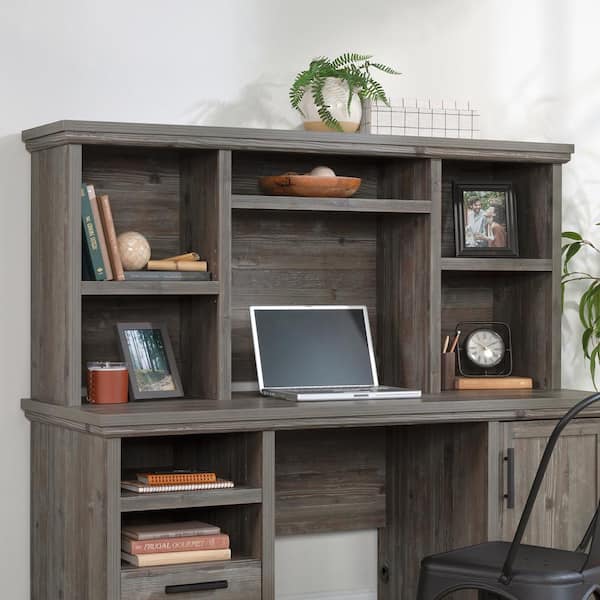 Aspen Post 59.055 in. Pebble Pine Desk Hutch with Adjustable Shelves