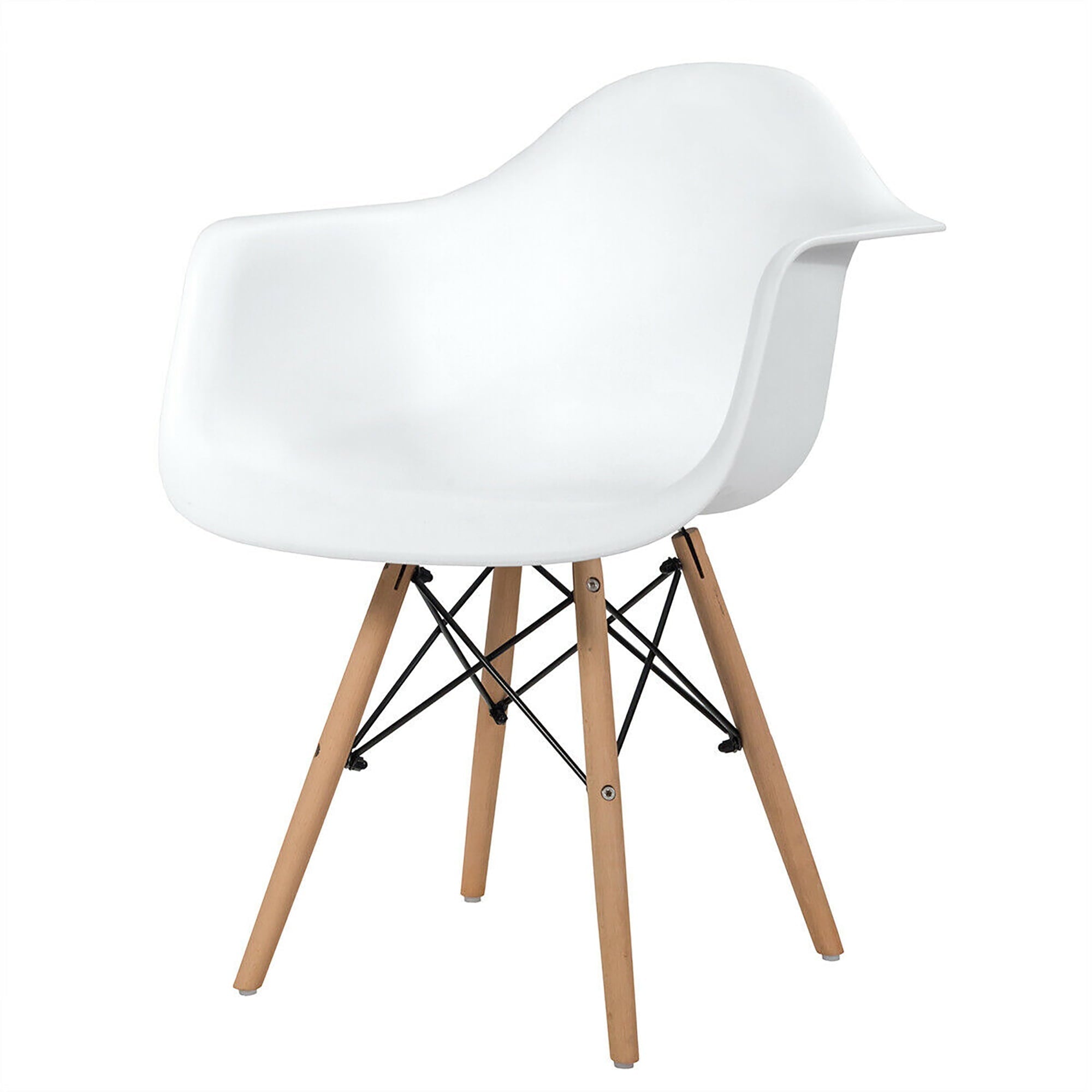 Costway Set of 2 Mid Century Modern Molded Dining Arm Side Chair Wood Legs