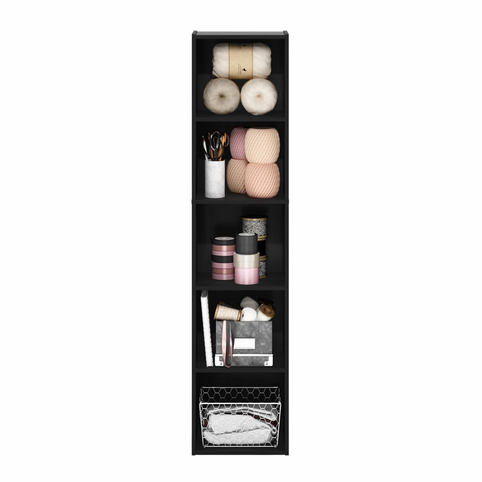 Furinno Pasir 5-Tier Open Shelf Bookcase, Pink/White
