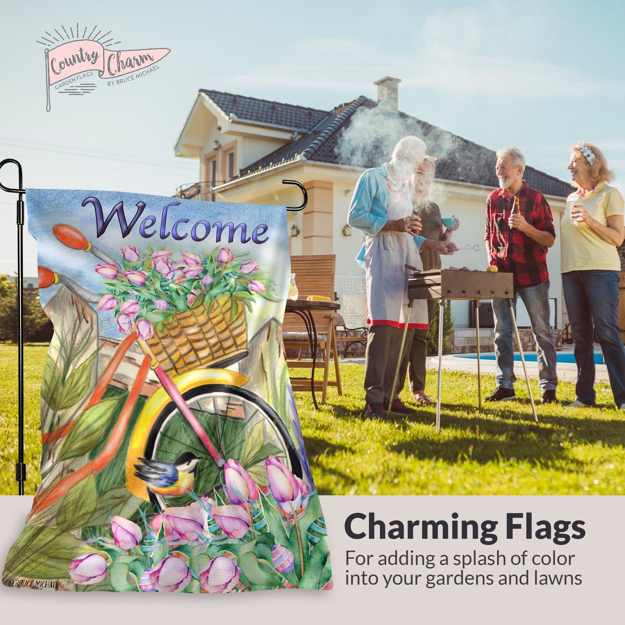 Garden Flags (Set of 10) Double Sided 12 x 18 inch Seasonal Flags with Anti-Wind Clip Stopper