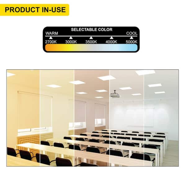 1 ft. x 1 ft. White Surface Mount Panel Integrated LED 18-Watt Dimmable 5CCT Selectable 2700K-5000K