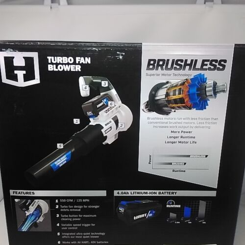 HART Brushless Turbo Fan Leaf Blower 550 CFM 125 MPH TOOL ONLY HLBL031