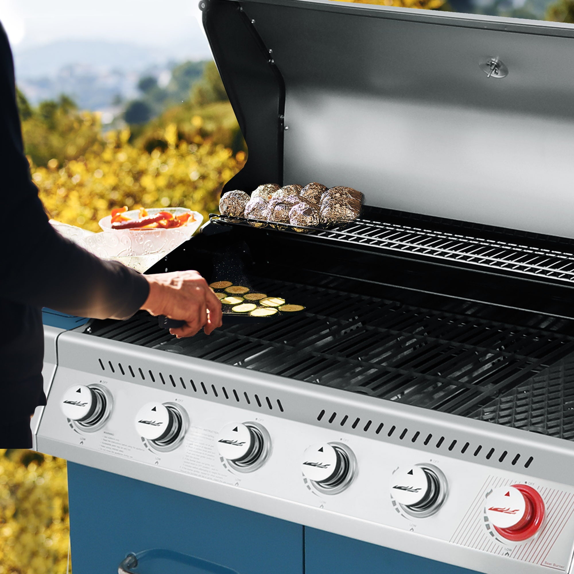 Royal Gourmet GA6402B 6-Burner BBQ Gas Grill with Sear Burner and Side Burner, 74,000 BTU