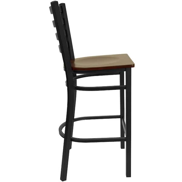 29 in. Black and Brown Metal Bar Stool