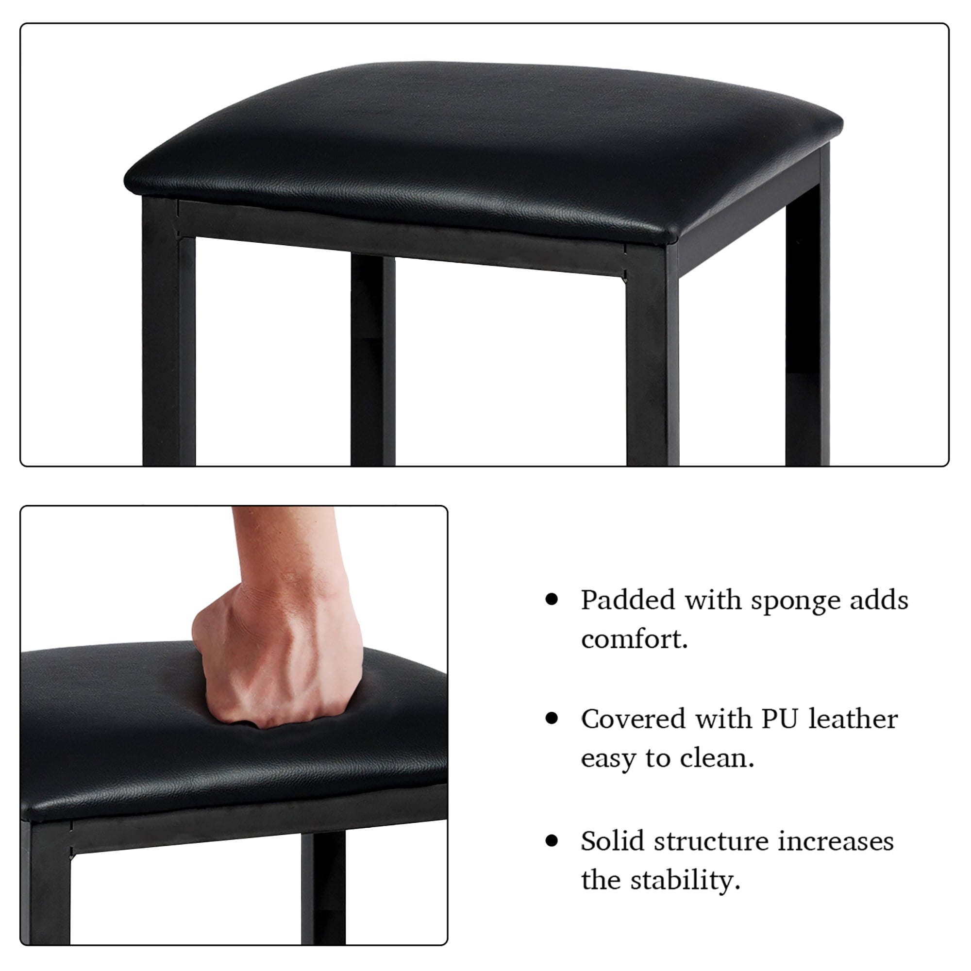 Costway 3 PCS Counter Height Dining Set Faux Marble Table 2 Chairs Kitchen Bar Furniture