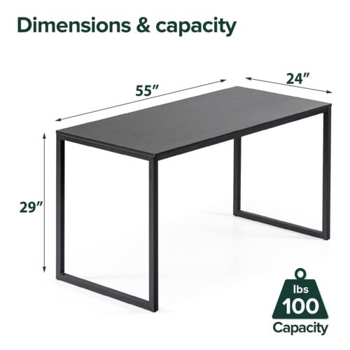 ZINUS Jennifer 55 Inch Black Frame Desk / Computer Workstation / Office Desk /