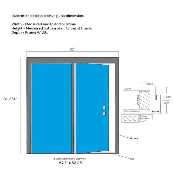 64 in. x 80 in. Full Lite Primed Steel Stationary Patio Glass Door Panel with Screen