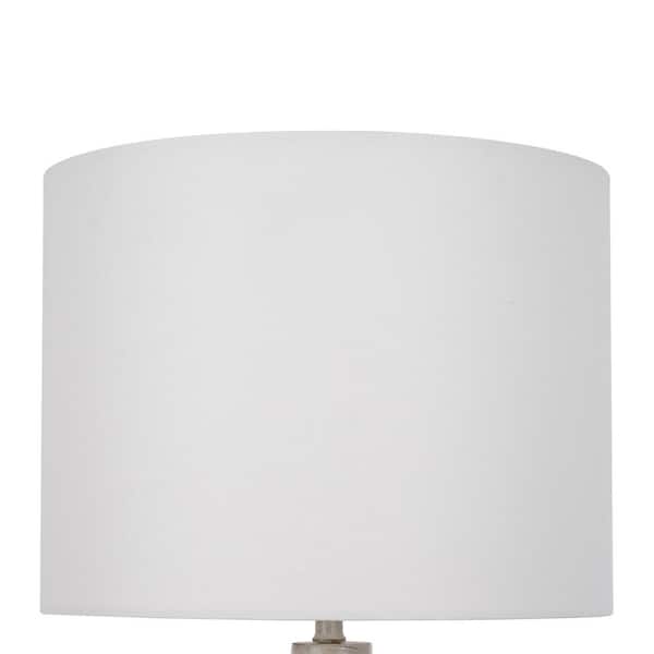 Finch 22 in. Distressed White Ribbed Table Lamp with White Linen Shade