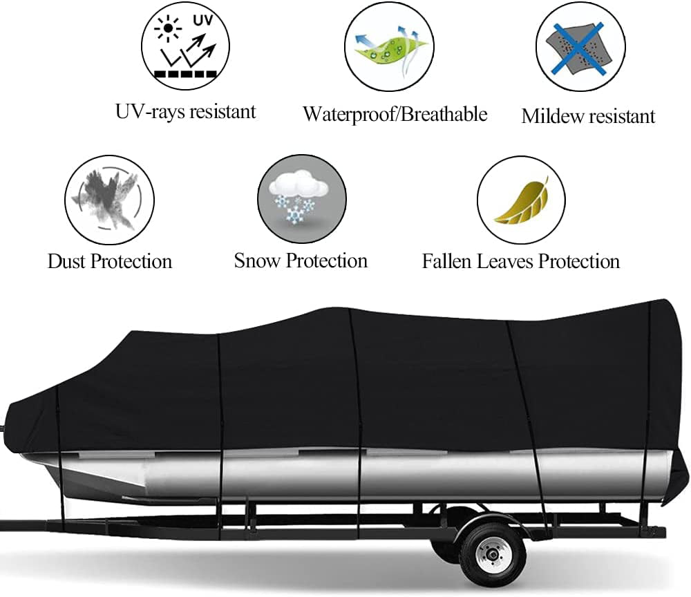 Pontoon Boat Cover 17-20FT Heavy Duty Trailerable Waterproof Rain Snow Dust Resistant Boat Cover
