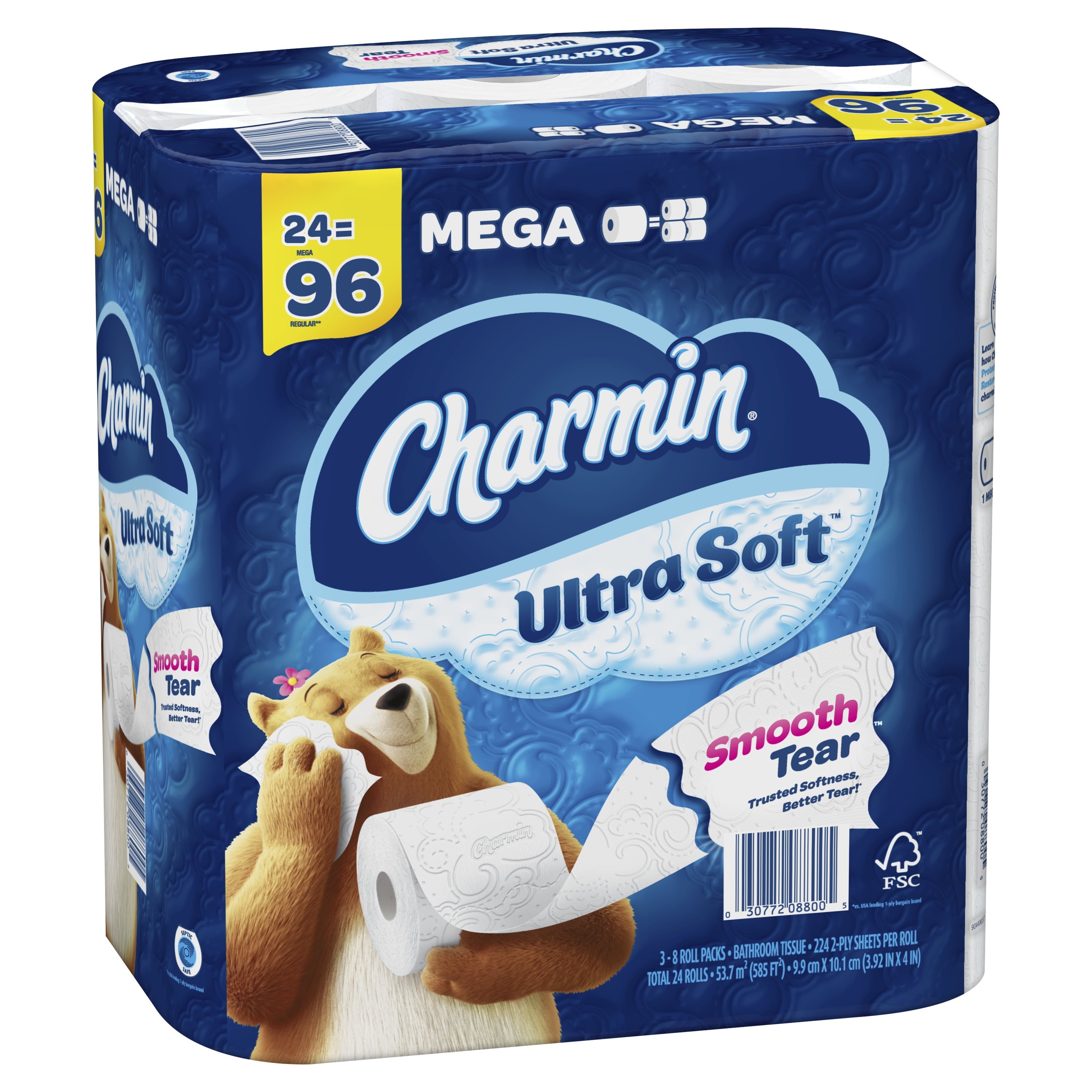 Charmin Ultra Soft Toilet Paper 24 Mega Rolls, 224 Sheets per Roll