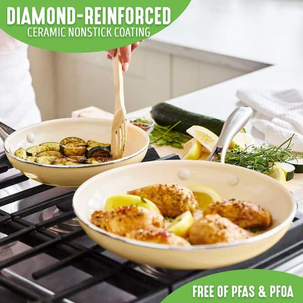 Artisan Healthy Ceramic Nonstick, 12 Piece Cookware Pots and Pans Set in Yellow