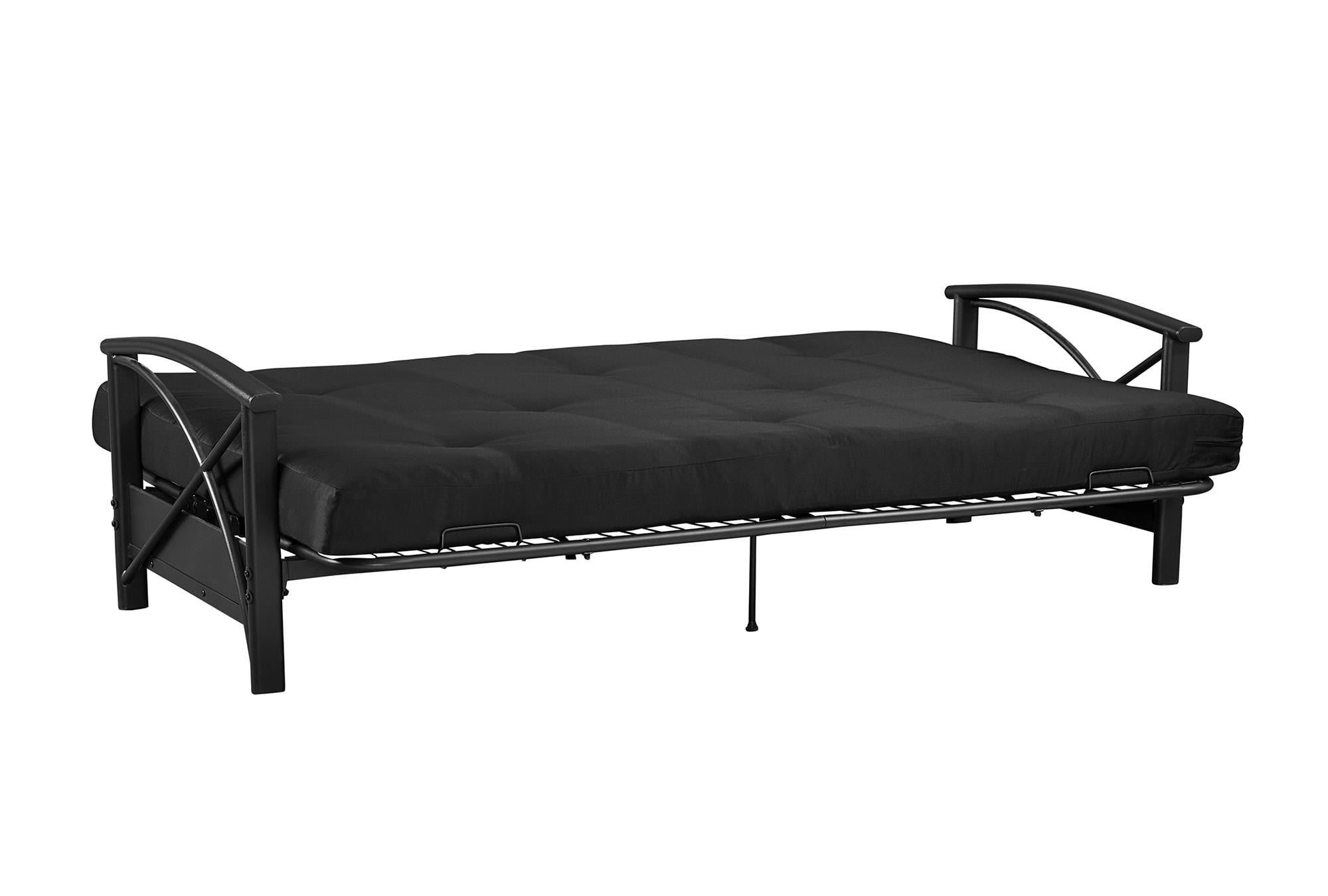 DHP Caden 6 Inch Futon Mattress with Tufted Cover and Recycled Polyester Fill, Full, Black