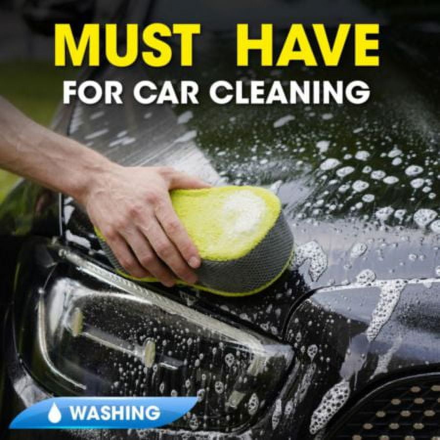 Autocraft Car Wash Sponge, Lime Microfiber, Bug Scrubber without Scratching, Lint-free, Easy to Grip, 1 Pack