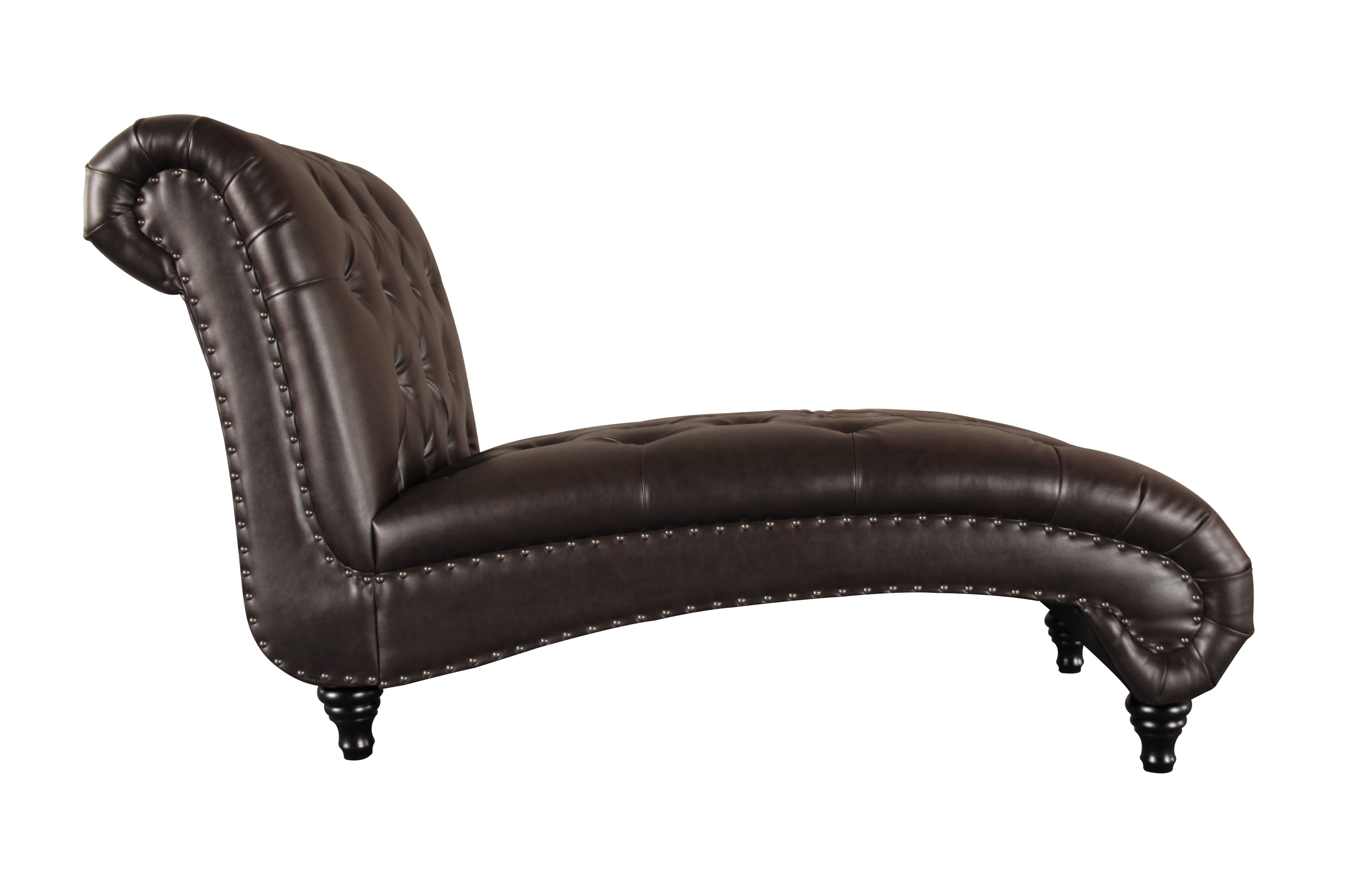 Devon & Claire Alex Tufted Leather Chaise, Brown