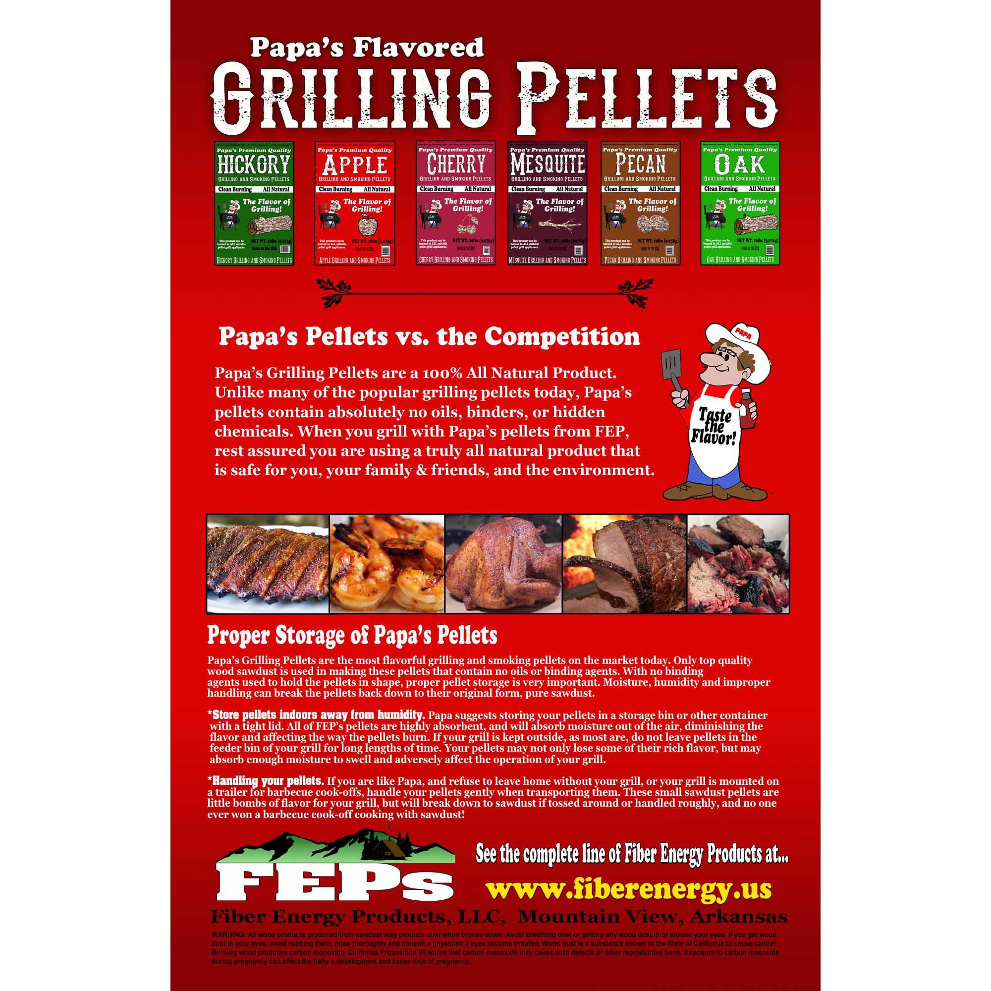 Papa's Premium Apple Wood Grilling Pellets w/ Red & White Oak