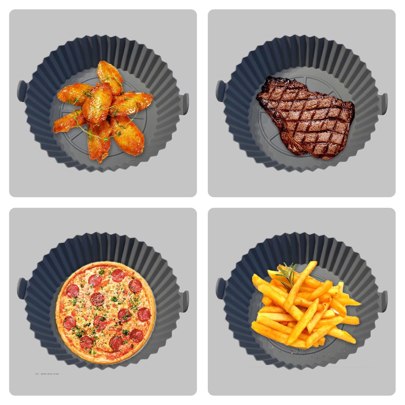 Vikakiooze! Air Fryer Silicone Liners, Air Fryer Liner with Handle, Reusable Air Fryer Replacement Basket, Heat Resistant Round Air Fryer Pot for Air Fryer Oven Microwave