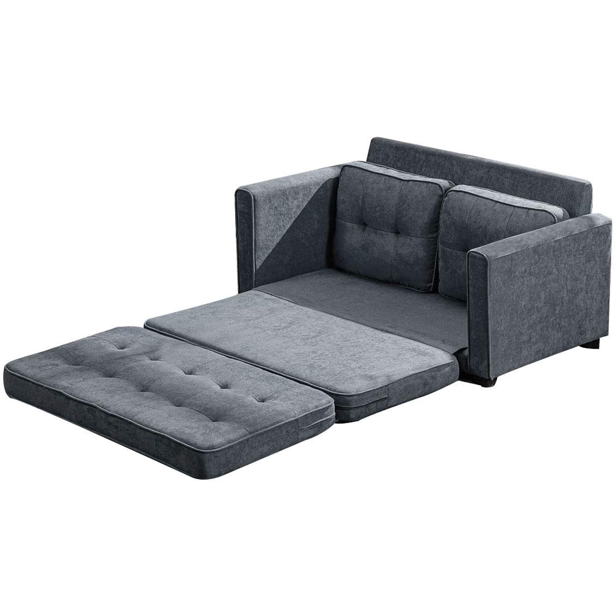 Erommy Modern Sofa Bed Upholstered Fabric Loveseat Sofa Folding Gary