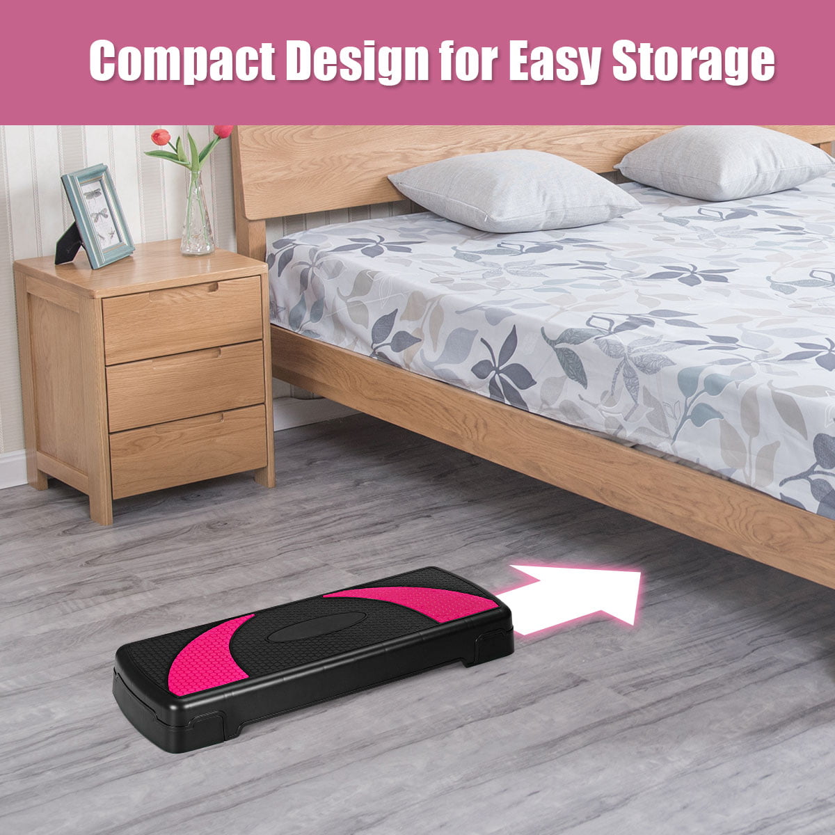 Costway 31'' Aerobic Exercise Stepper Cardio Trainer W/Riser Adjustable Height 4''- 6''- 8''