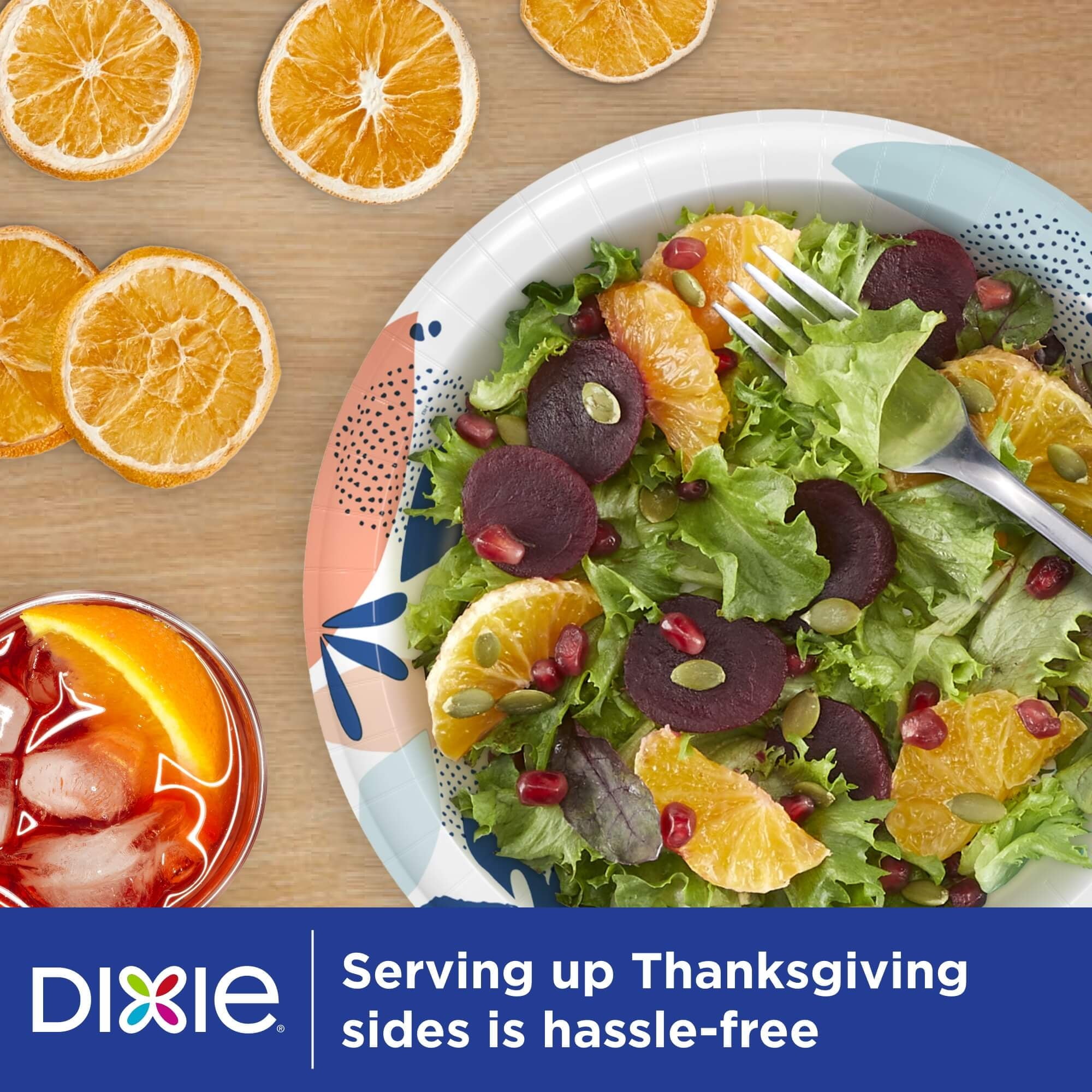 Dixie Disposable Paper Plates, Multicolor, 8.5 in, 100 Count