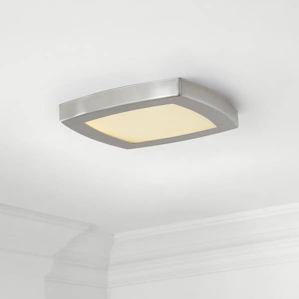 Square 12 in. Brushed Nickel Selectable LED Flush Mount (2-Pack)