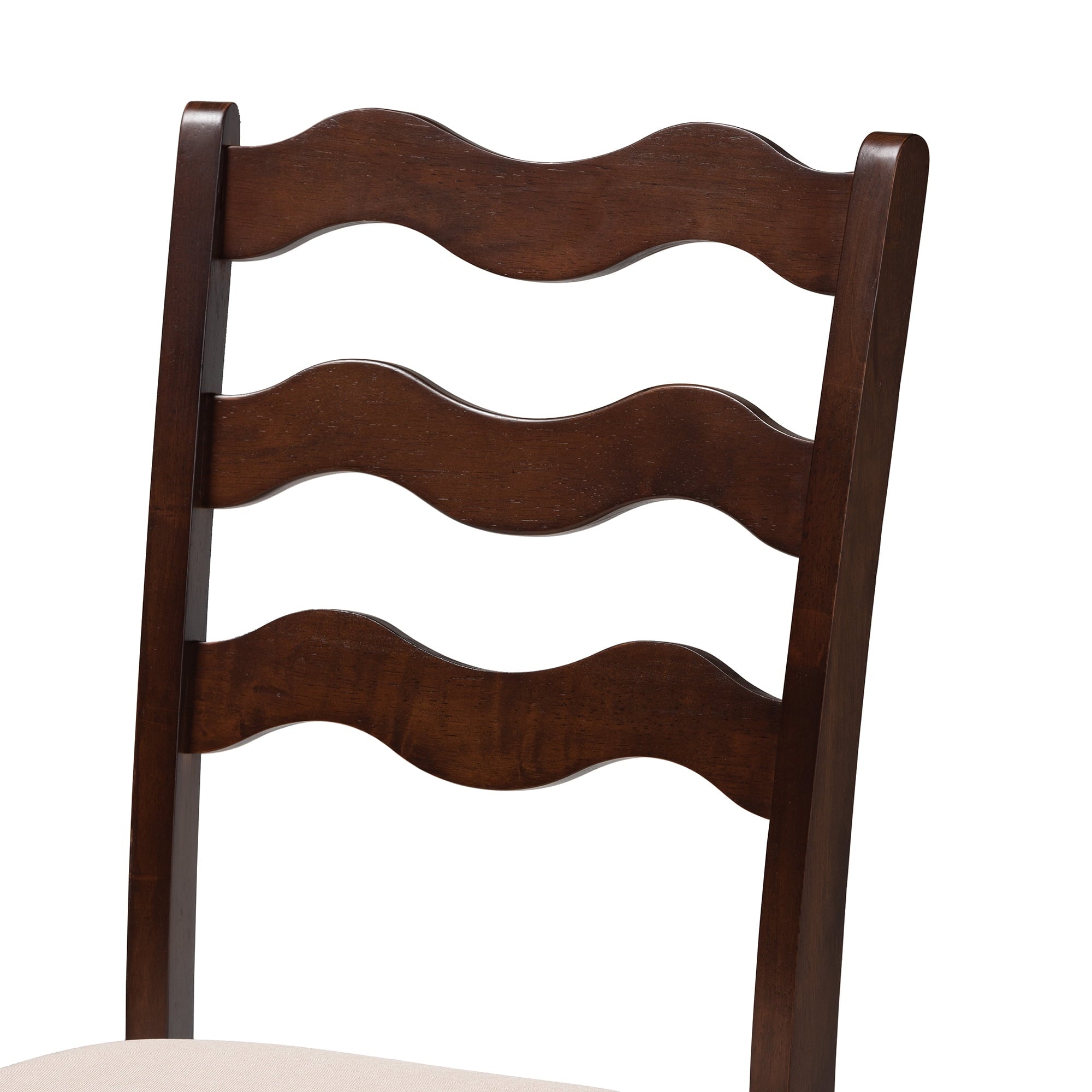 Baxton Studio Amara Mid-Century Modern Cream Fabric and Dark Brown Finished Wood 5-Piece Dining Set