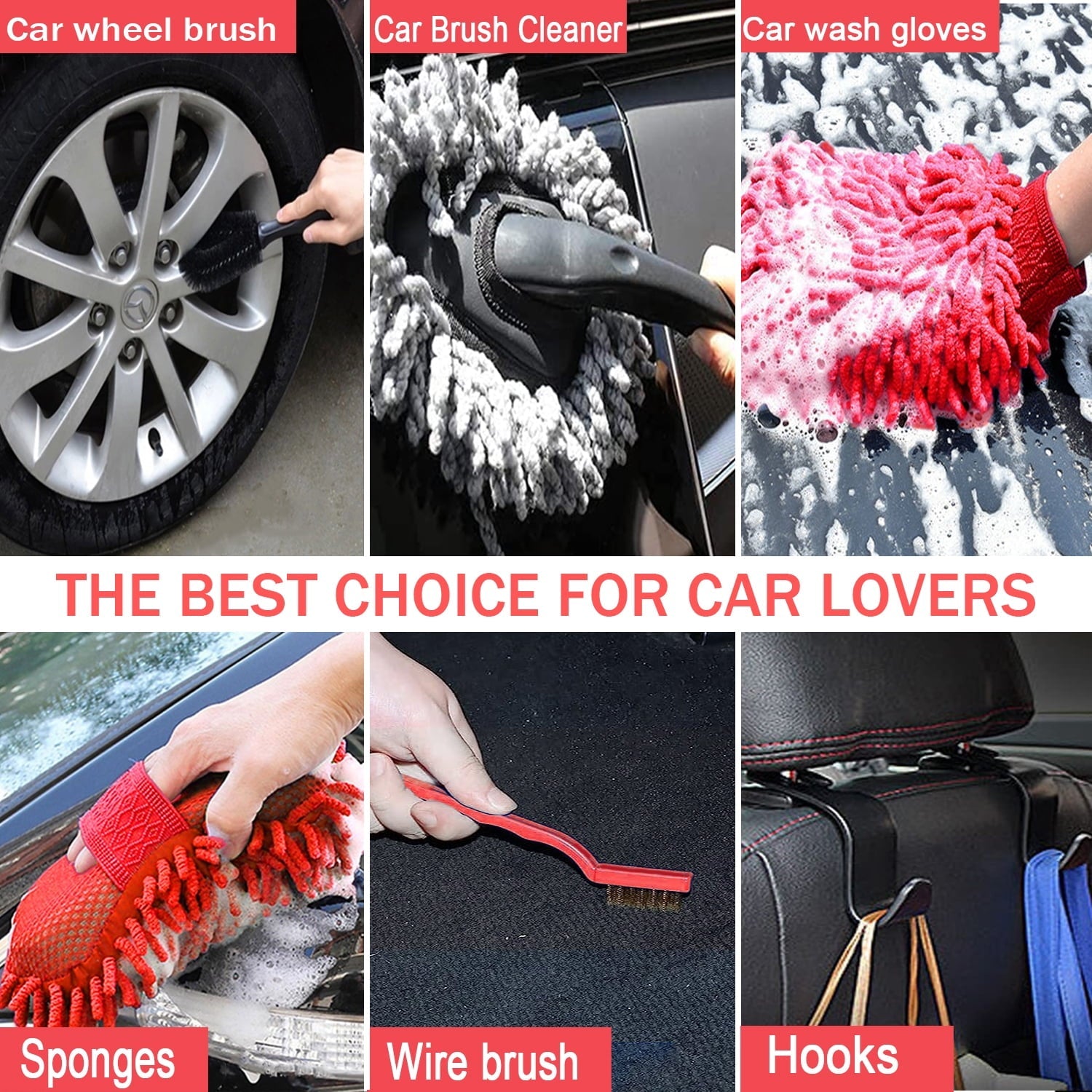 YILAIRIOU Car Wash Cleaning Kit with Foam Gun Sprayer Microfiber Sponge and Towels Tire Brush Collapsible Bucket Built for The Perfect Car Wash Kit, for Cleaning Car Gardens and Pets