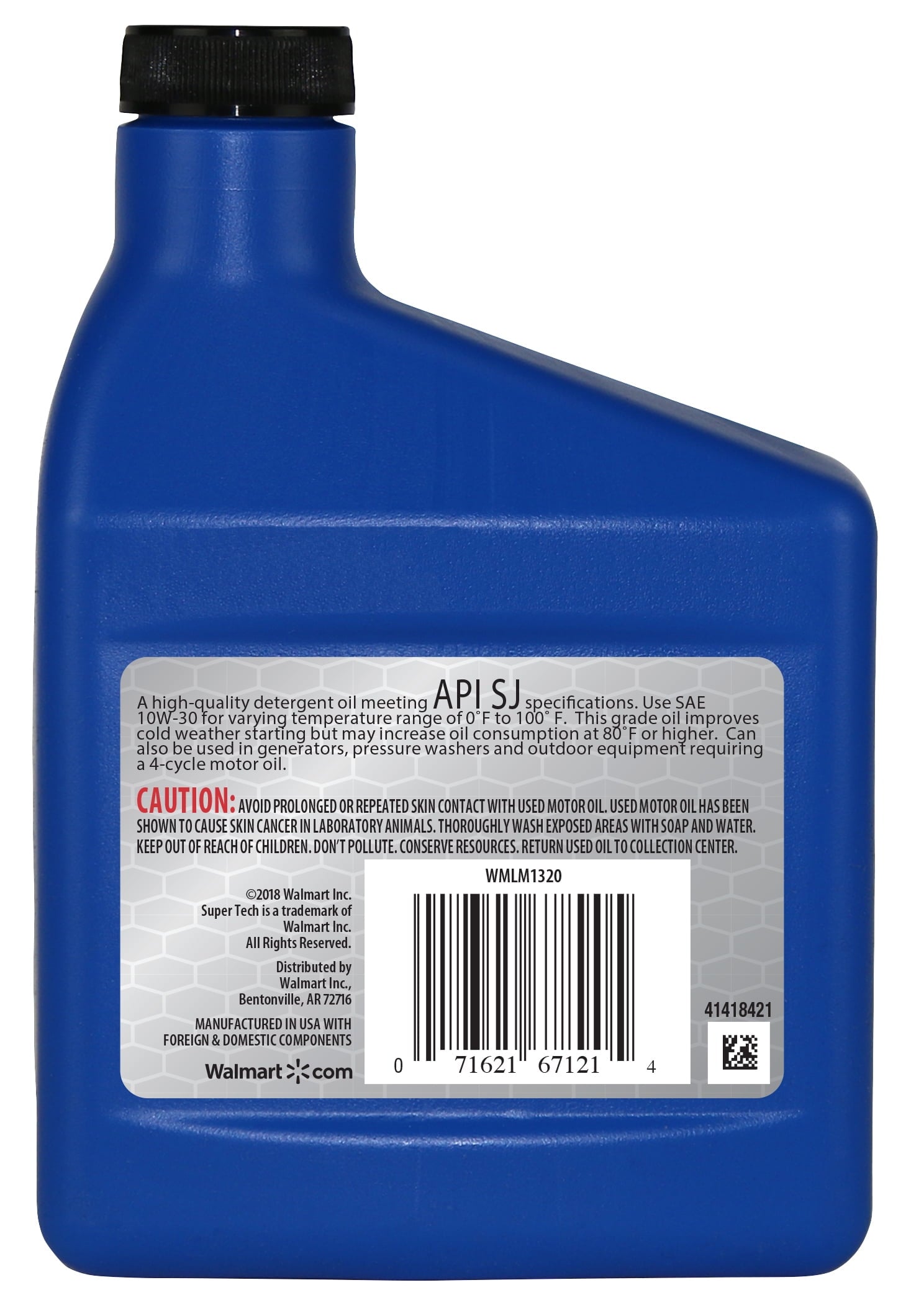 Super Tech Conventional SAE 10W-30 Lawn Mower Oil, 20 oz