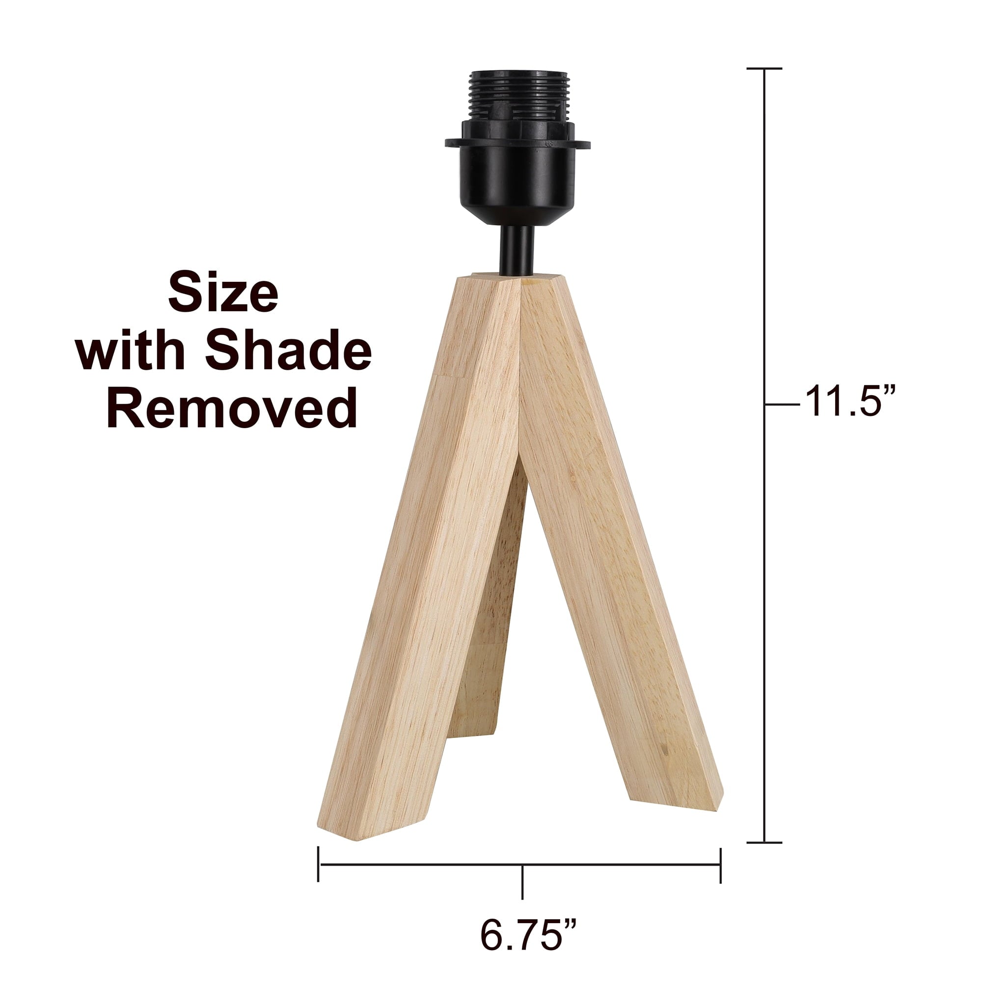 Mainstays Tripod Oak Table Lamp with Classic White Fabric Shade, 16.75