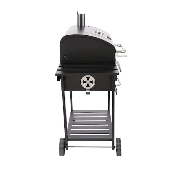 Charcoal Grill with 2 Side Table in Black Plus a Cover