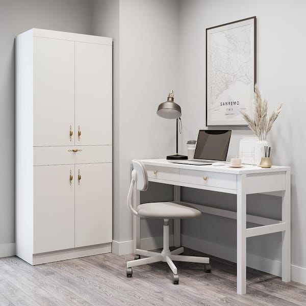 Monti White Food Pantry with Drawer Kitchen Storage Cabinet