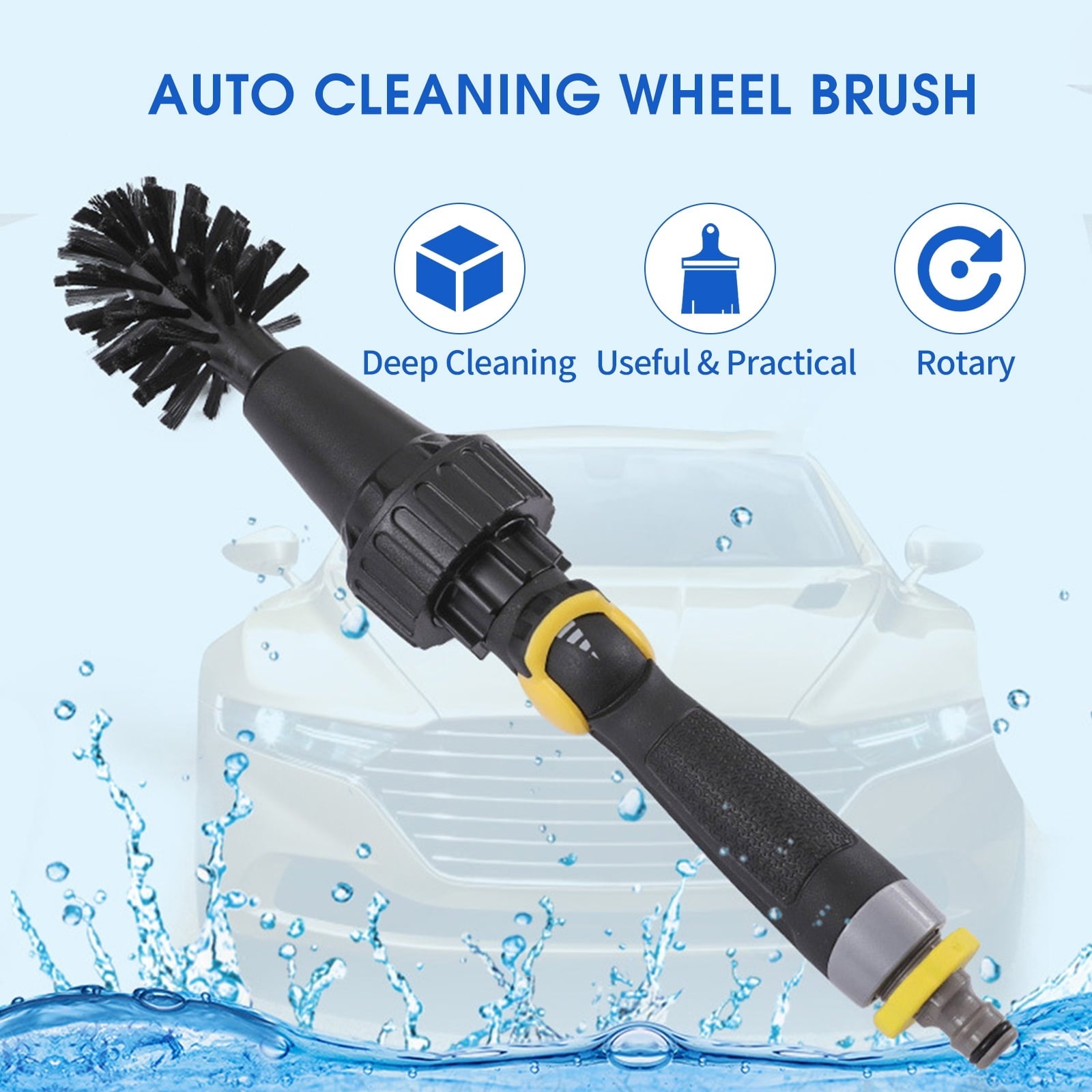 Gecheer Auto Cleaning Wheel Brush Car Detailing  Brushes Rotary Cleaning Brush for Scrub Wash Tires Grills Bike Motorcycle Wheels